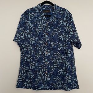 Tasso Elba 100% Silk Button Down Summer Shirt Mens Sz L